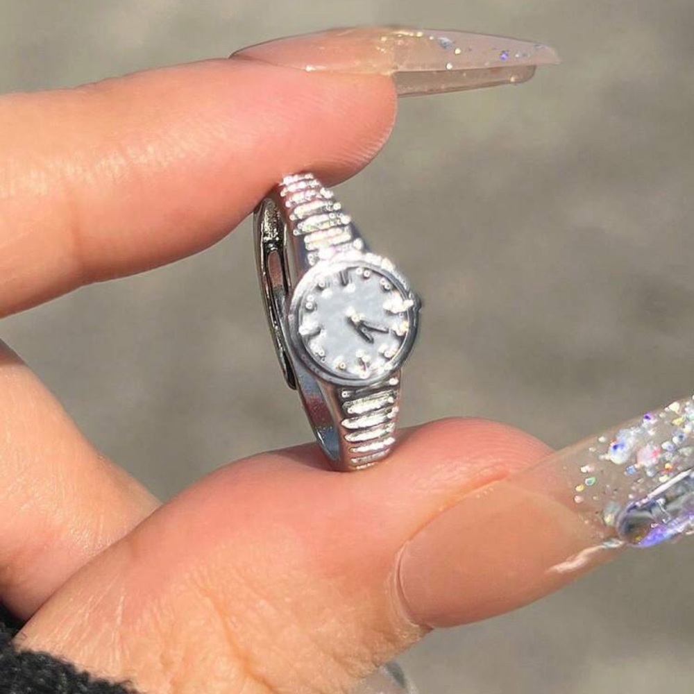 watch style ring silver new